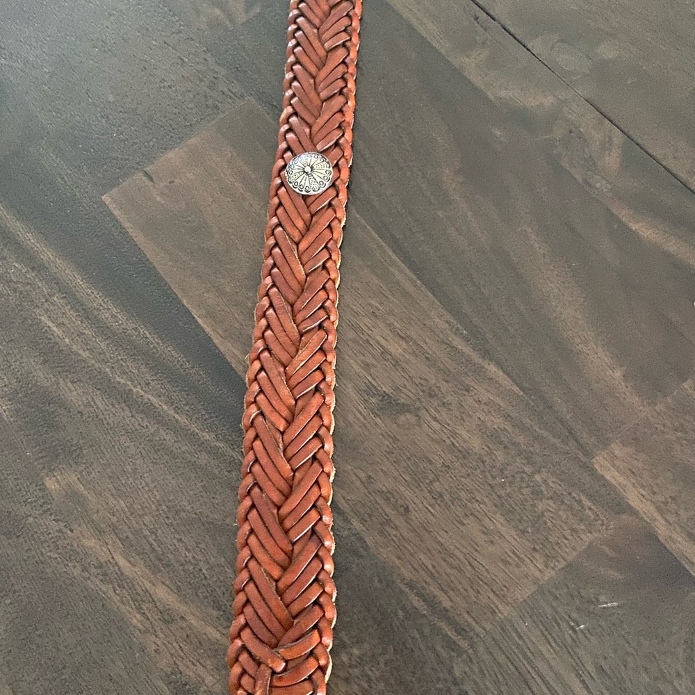 Talbots Brown Braided Leather Weatern vintage 90s Belt women's small - Picture 9 of 10